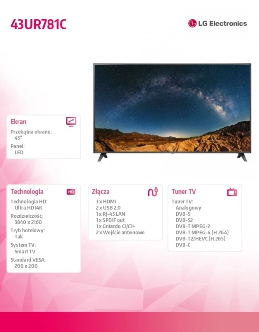 Televizor LED de 43 inch 43UR781C
