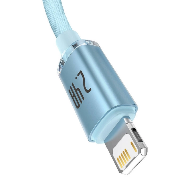 Cablu usb ip baseus crystal shine, 2,4a, 2m albastru