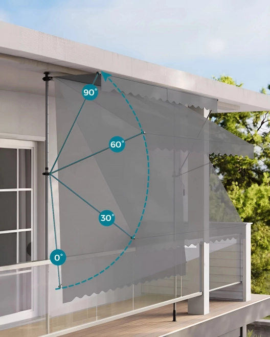 Umbrelă de balcon ajustabilă pe înălțime, rezistentă la apă, cu manivelă manuală