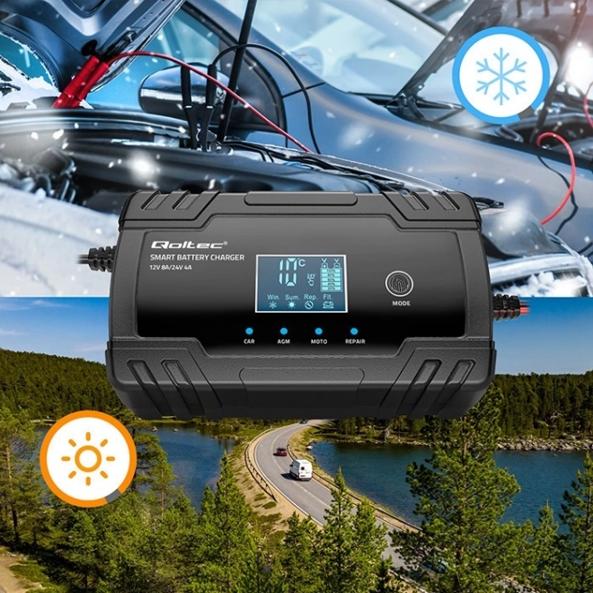 Încărcător inteligent microprocesor 12V/8A și 24V/4A cu funcție de reparație pentru acumulator AGM GEL