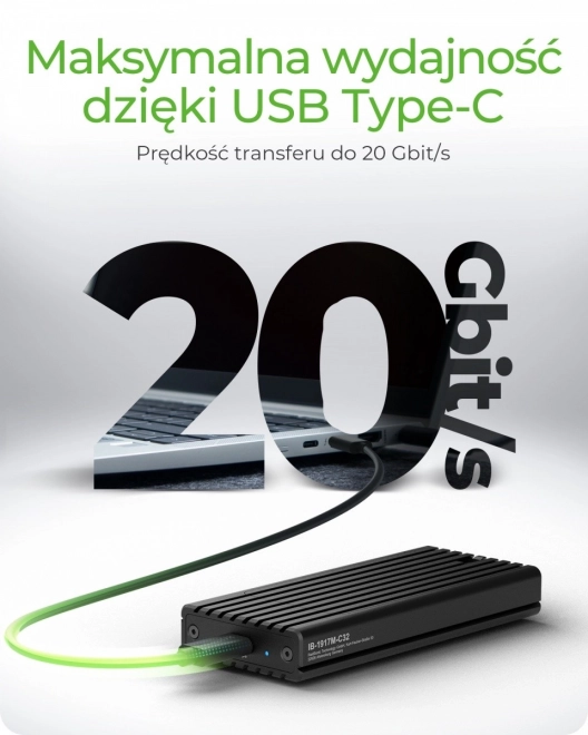 Carcasă SSD NVMe cu port USB Type-C 20 Gbit/s