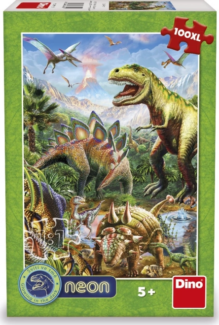 Puzzle luminos lumea dinozaurilor 100 piesă XL