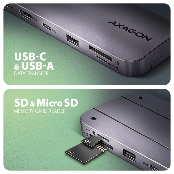 Hub USB-C 6-in-1 AXAGON cu M.2 și HDMI