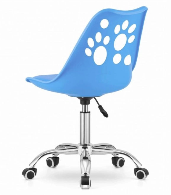 Scaun Rotativ Albastru Eco-piele cu Bază Cromată