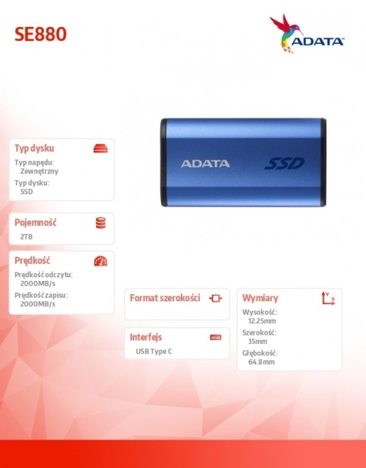 SSD extern portabil 2TB albastru
