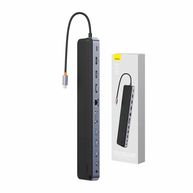 Hub 12 în 1 Baseus EliteJoy Gen2 USB-C HDMI, USB 3.0, PD, DisplayPort, SD/TF, RJ45, 3.5mm