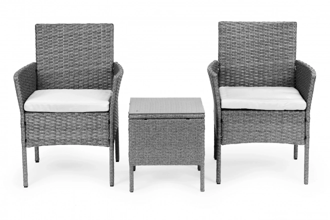 Set mobilier de grădină cu aspect de ratan – masă și scaune gri MultiGarden
