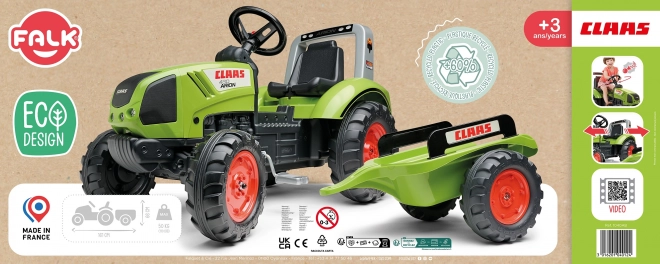 FALK Tractoare cu pedale Claas Arion 430 cu remorcă