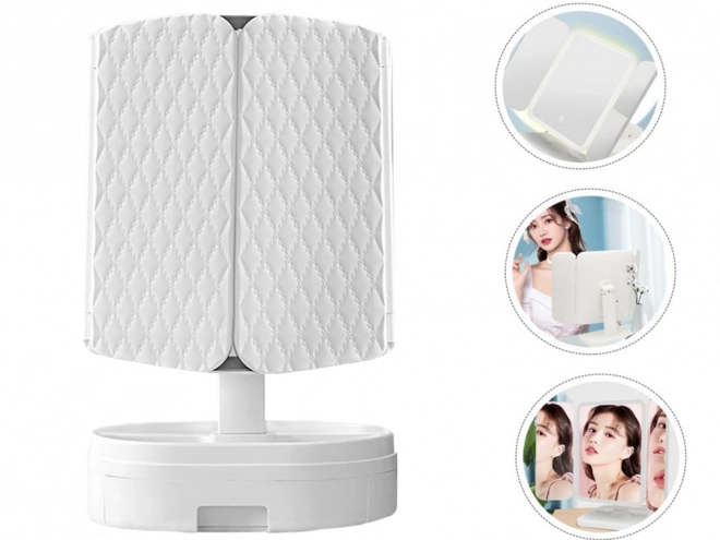 Lusteră cosmetică LED pliabilă cu mărire