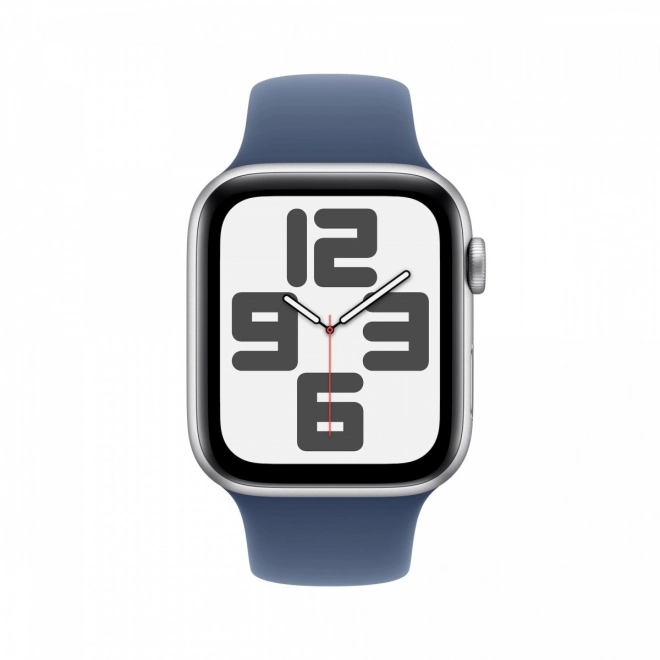 Ceas smartwatch GPS + Cellular cu carcasă de 40 mm din aluminiu argintiu cu brățară sport denim mărime M/L