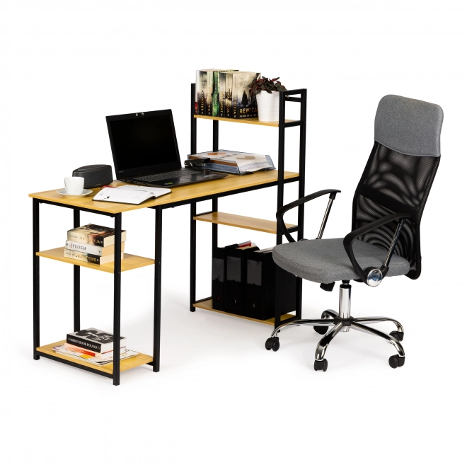 Birou modern stil loft cu rafturi din stejar deschis