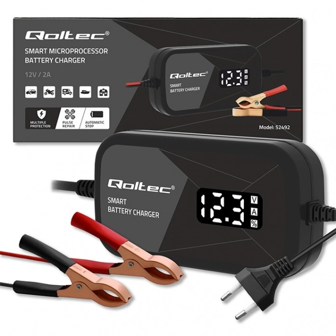 Încărcător inteligent cu microprocesor 12V 2A pentru acumulator AGM GEL cu funcție de regenerare și afișaj LCD