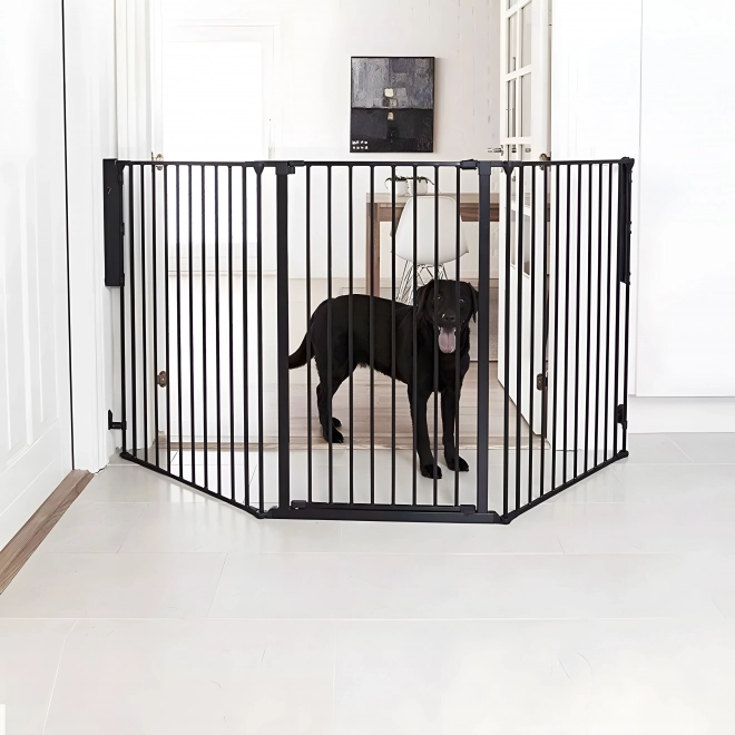 Barieră de siguranță Ecotoys pentru copii și animale de companie, 5 panouri, metal negru