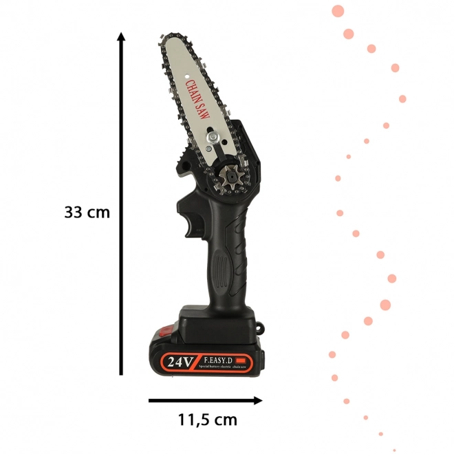 Fierăstrău cu lanț mini cu acumulator, în cutie