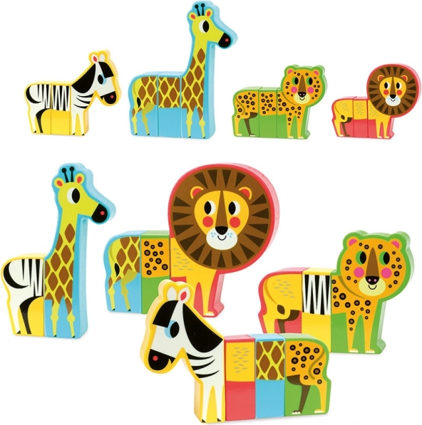 vilac puzzle magnetice din lemn safari vesel