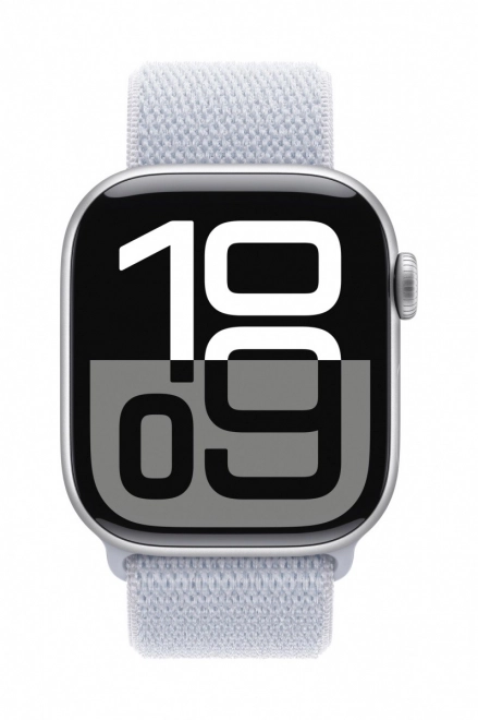 Ceas Apple Series 10 GPS argintiu, carcasă din aluminiu 42 mm cu brățară sport bleumarin