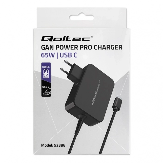 Încărcător GaN Negru Qoltec 65W USB-C