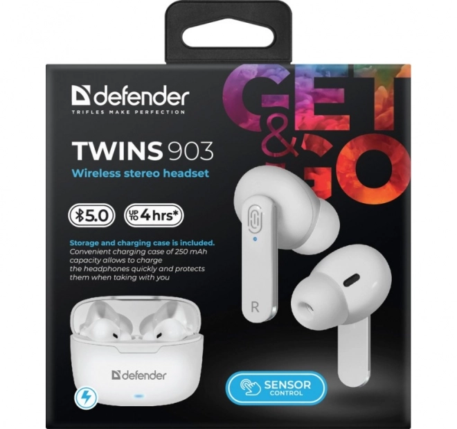 Căști wireless Defender Twins albe