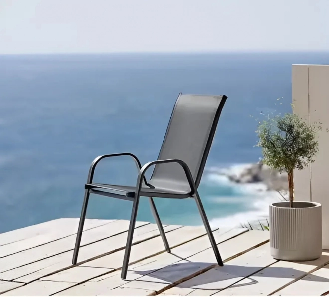 Set 4 scaune de grădină pentru terasă sau balcon gri MultiGarden