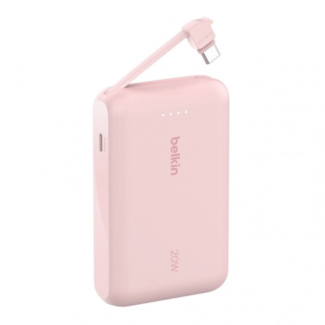 Powerbank BoostCharge 10000 mAh cu cablu-C integrat și port-C roz