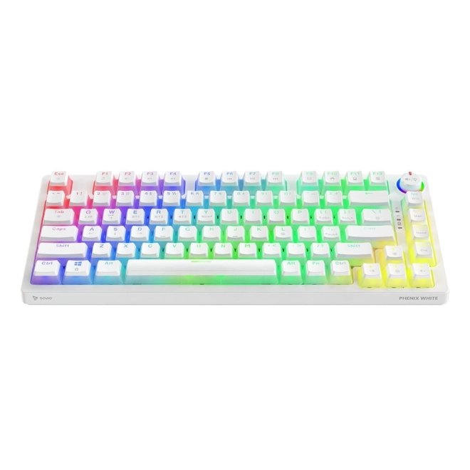 Tastatură mecanică wireless Phenix White cu Gateron Red Pro Pudding
