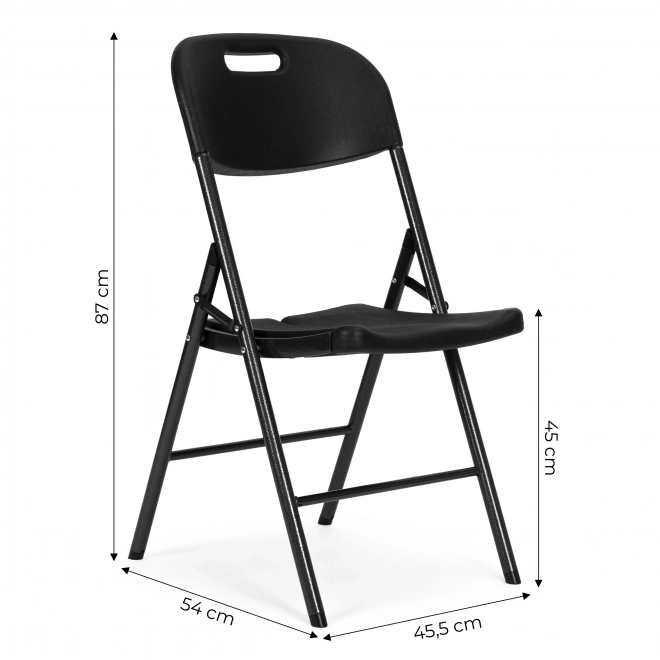 Set 2 scaune pliabile ModernHome, structură metalică, HDPE, negru