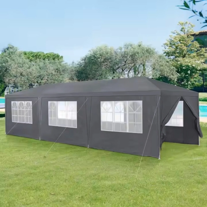 Pavilion de grădină MultiGarden gri 3x9 m cu 8 pereți