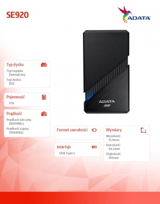 Hard disk extern SSD 1TB USB4C