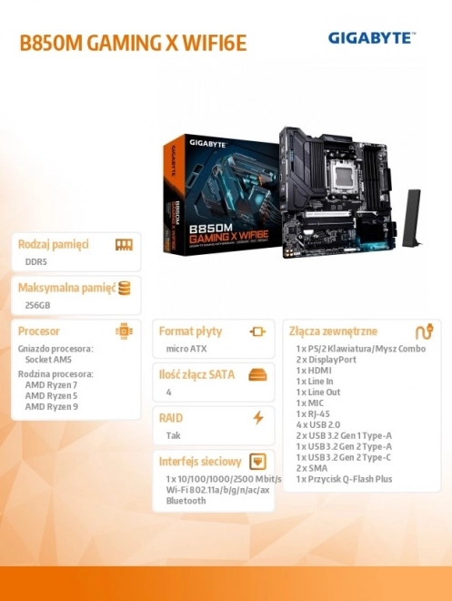 Placă de bază gaming Gigabyte cu Wi-Fi 6E