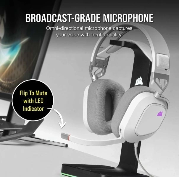 Căști gaming Corsair HS80 RGB USB alb