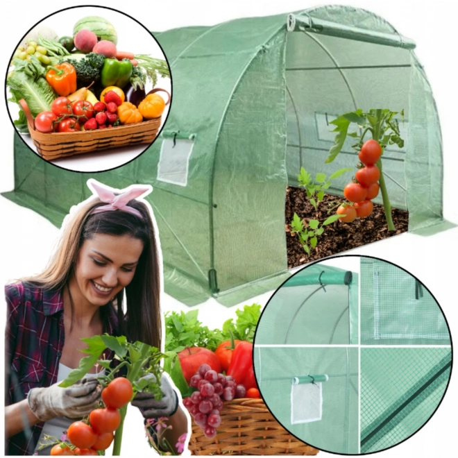 Tunel din folie pentru grădină seră 4x2,5x2m 10m² verde