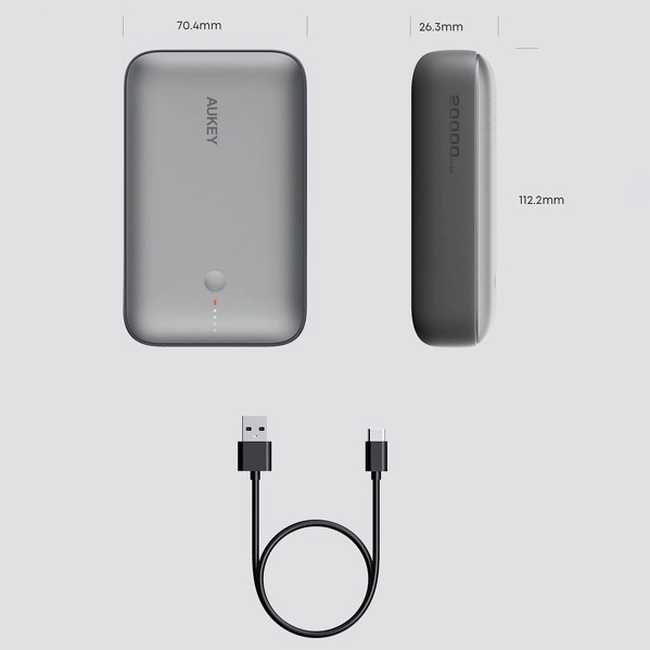 Mini powerbank Aukey cu capacitate de 20000mAh cu încărcare rapidă QC 3.0