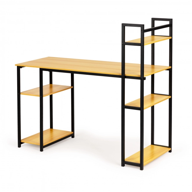 Birou modern stil loft cu rafturi din stejar deschis