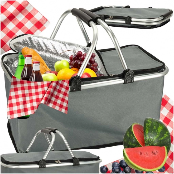 Coș de picnic termic pliabil gri