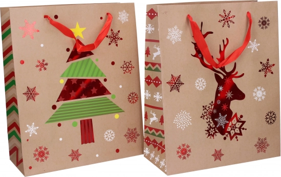 Pungă cadou de hârtie M pentru Crăciun 32 × 26 × 10 cm