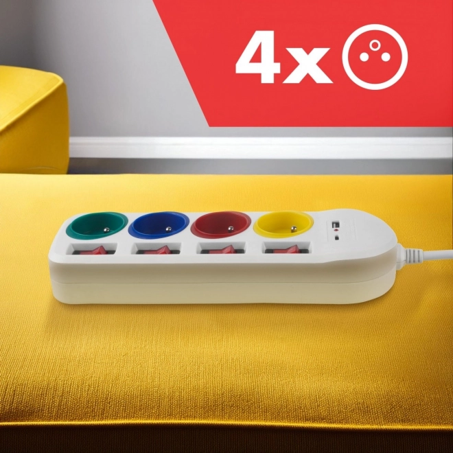 Prelungitor cu 4 prize și USB A/C Maclean