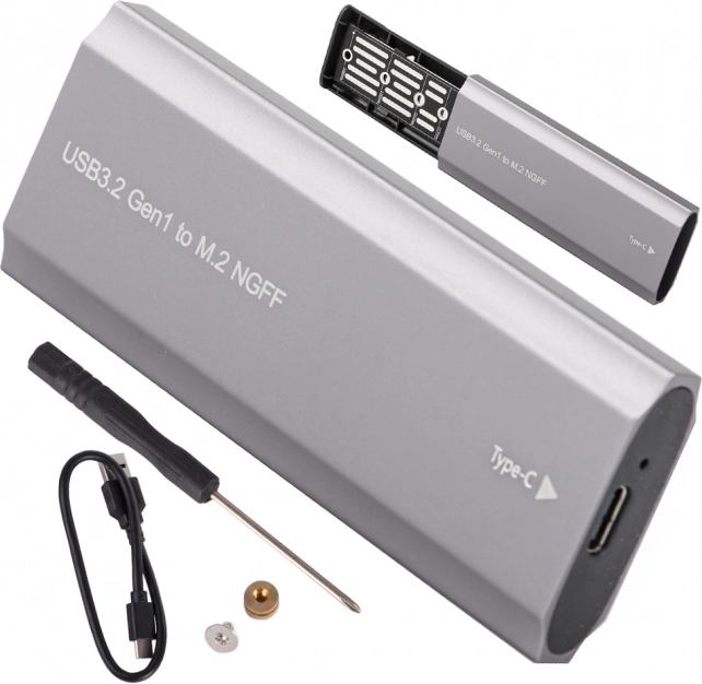 Carcasă externă pentru SSD M.2 SATA NGFF cu USB‑C (USB 3.2 Gen1)