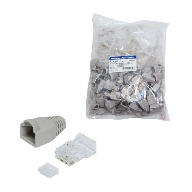Conectori RJ45 CAT.6 cu protecție, gri, ambalaj 100 buc