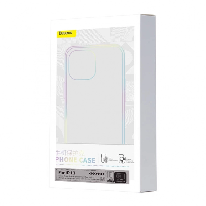 Carcasă magnetică transparentă Baseus pentru iPhone 12 cu sticlă temperată și set de curățare