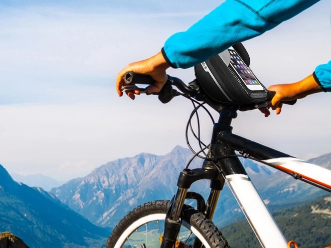 Geantă impermeabilă pentru bicicletă cu suport pentru telefon