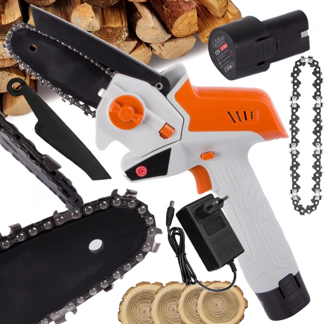 Fierăstrău cu lanț mini cu acumulator pentru crengi