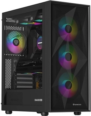 carcasă PC genesis diaxid 605 argb midi tower usb‑c neagră