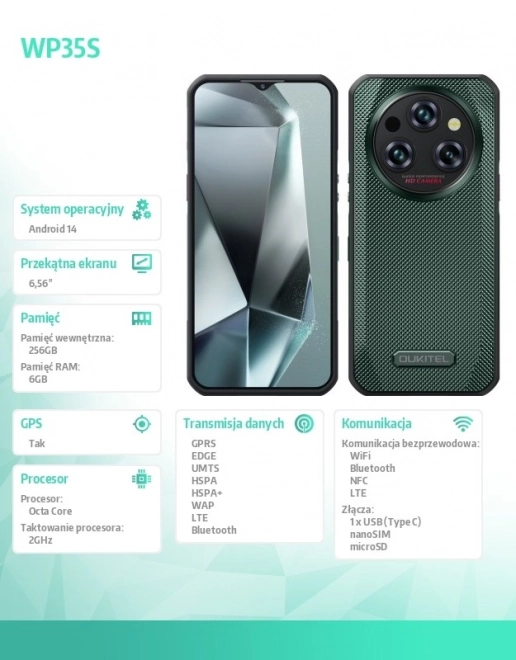 Telefon rezistent WP35S 4G 6GB/256GB verde
