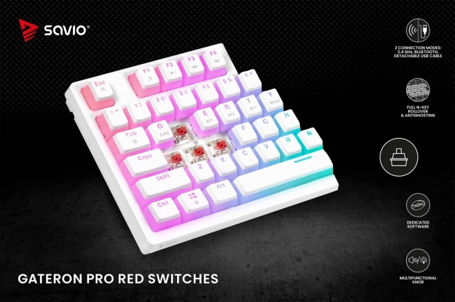 Tastatură mecanică wireless Phenix White cu Gateron Red Pro Pudding