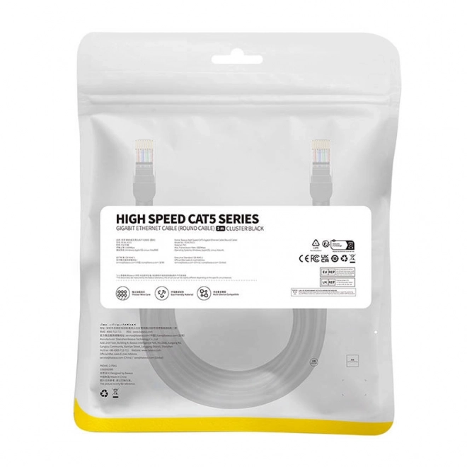 Cablu de rețea Baseus Ethernet CAT5 de 5 m negru