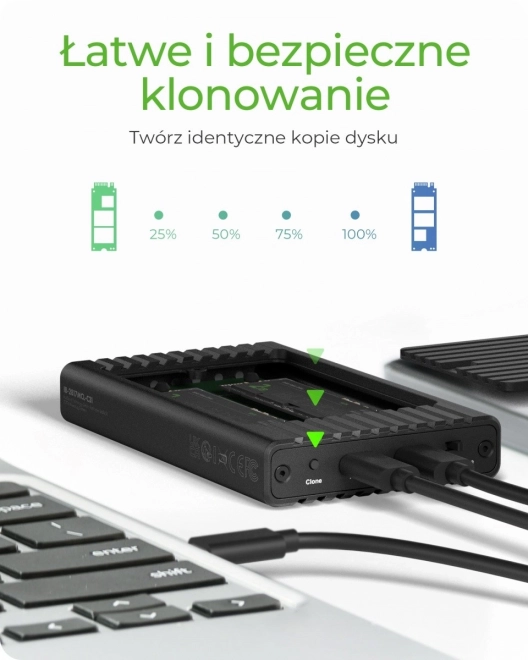 Carcasa cu clonare pentru 2 SSD NVMe