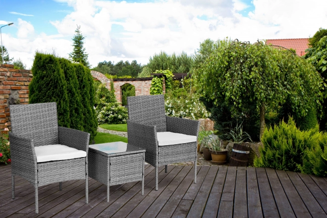 Set mobilier de grădină cu aspect de ratan – masă și scaune gri MultiGarden