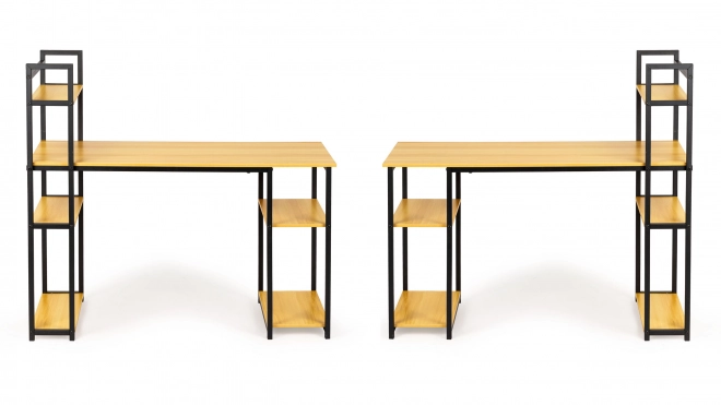 Birou modern stil loft cu rafturi din stejar deschis