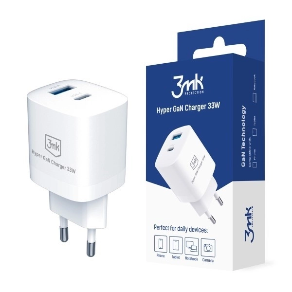 Încărcător de rețea 33W cu USB-C și USB-A GaN PD