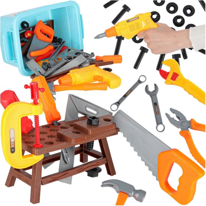 Set de scule pentru copii cu banc de lucru, 48 de piese